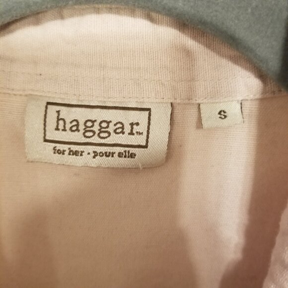 Vintage Cotton/Linen Blend Beige Button up Women Top Long Sleeve Small Haggar - Picture 5 of 11